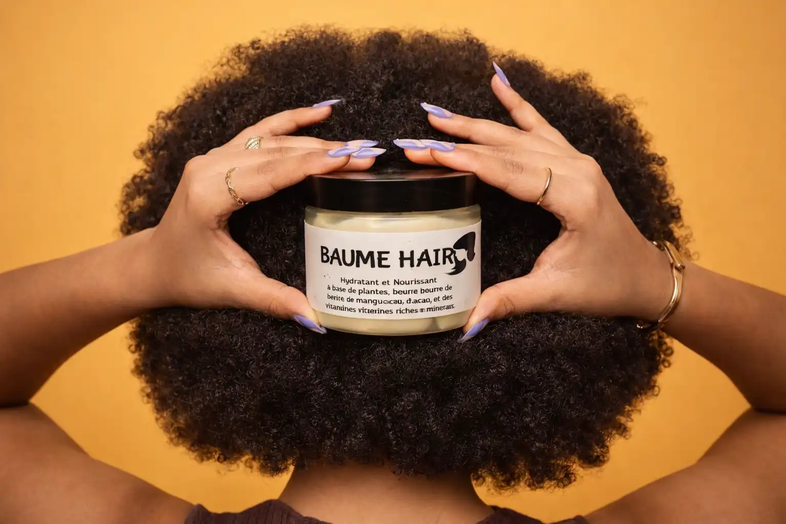 Chevelure mise en valeur avec un baume cheveux Yodi-K